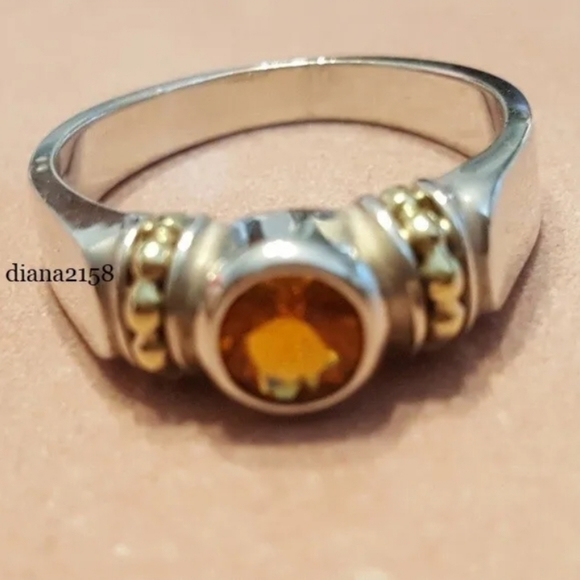 *SOLD* LAGOS Vintage Sterling Silver & 18K Yellow Gold Caviar Ring Size 7 - Picture 2 of 7
